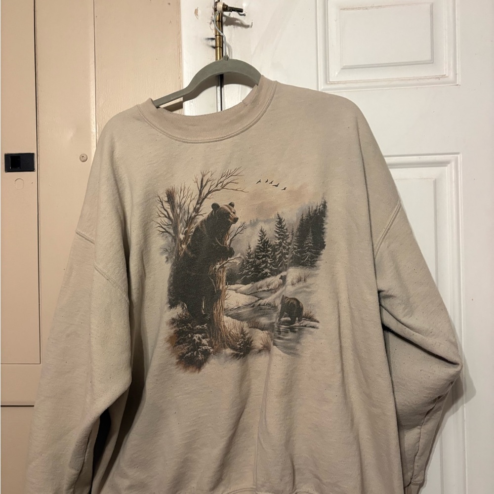 Gildan Tan Wildlife Print Sweatshirt